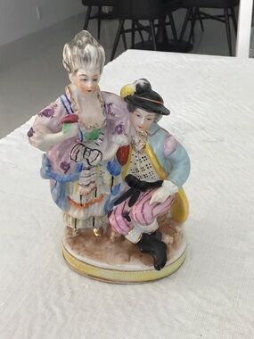 Hand-Painted Porcelain Couple Figurine in Pastel Colors #88